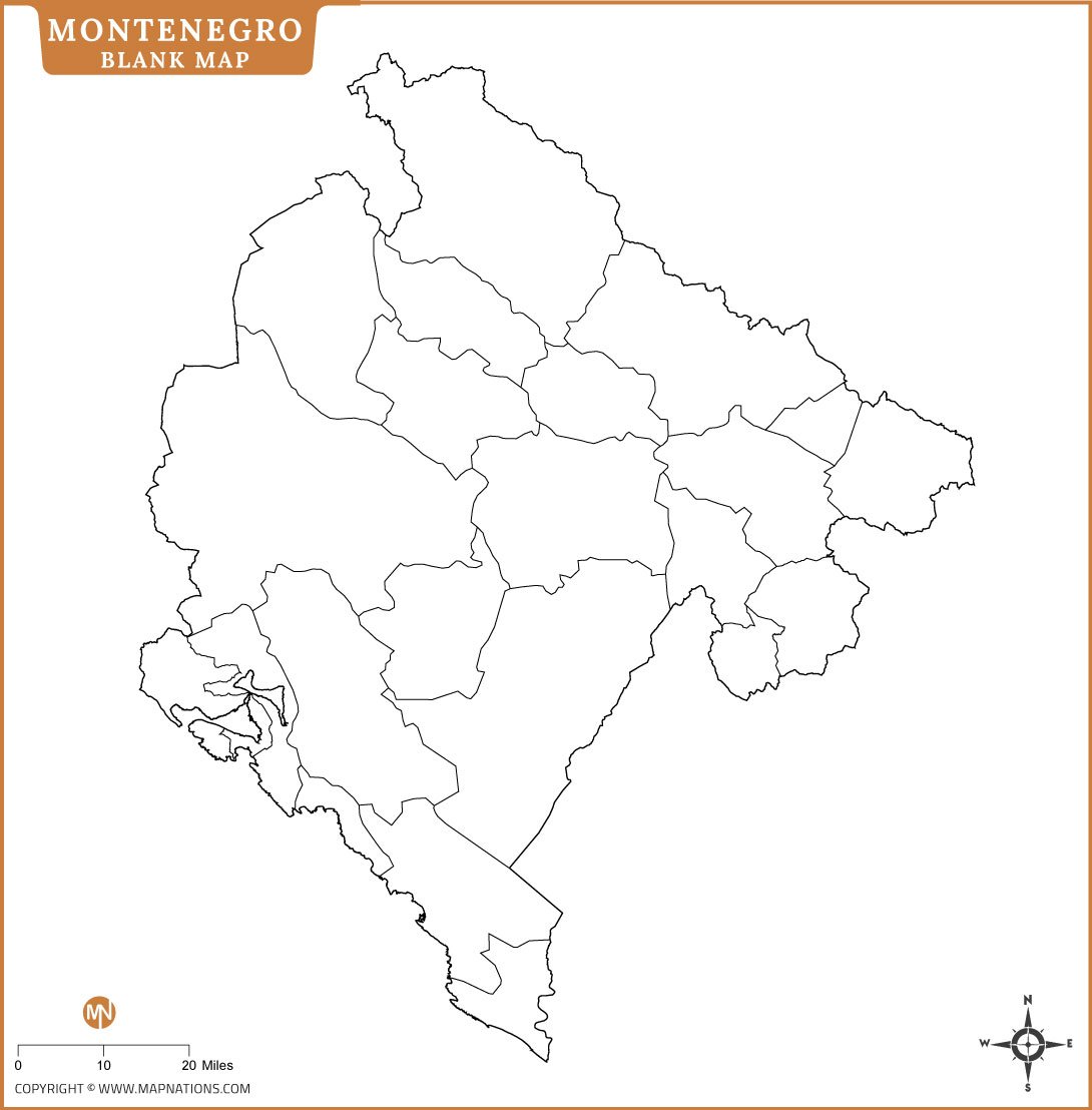 Blank Map of Montenegro