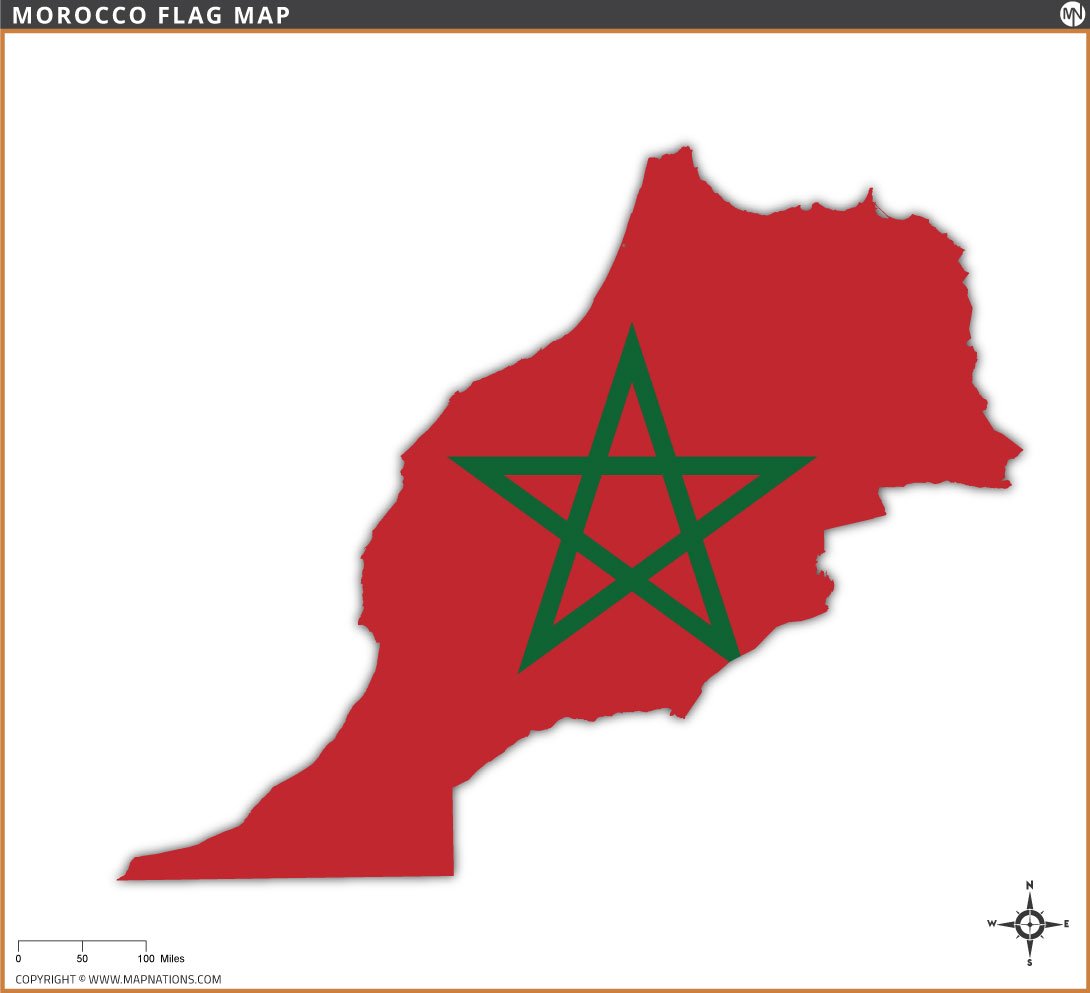 Flag Map of Morocco