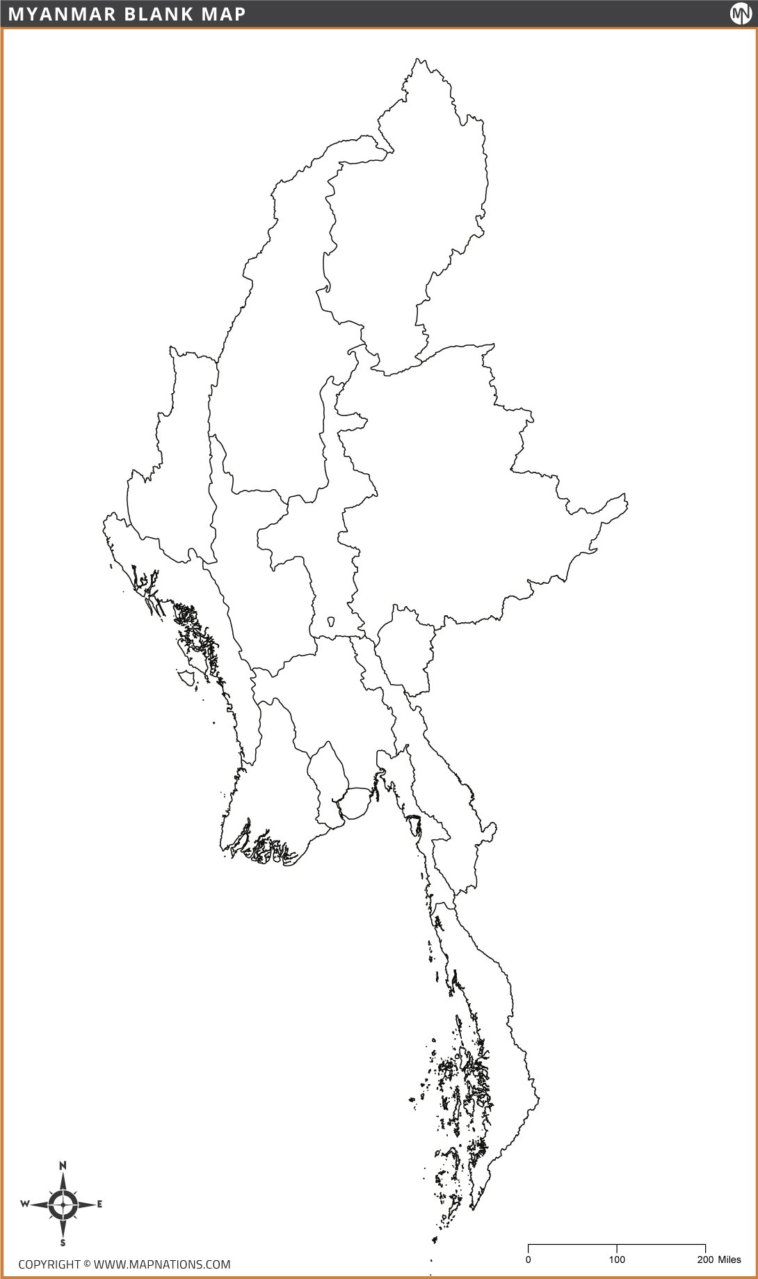 Blank Map of Myanmar