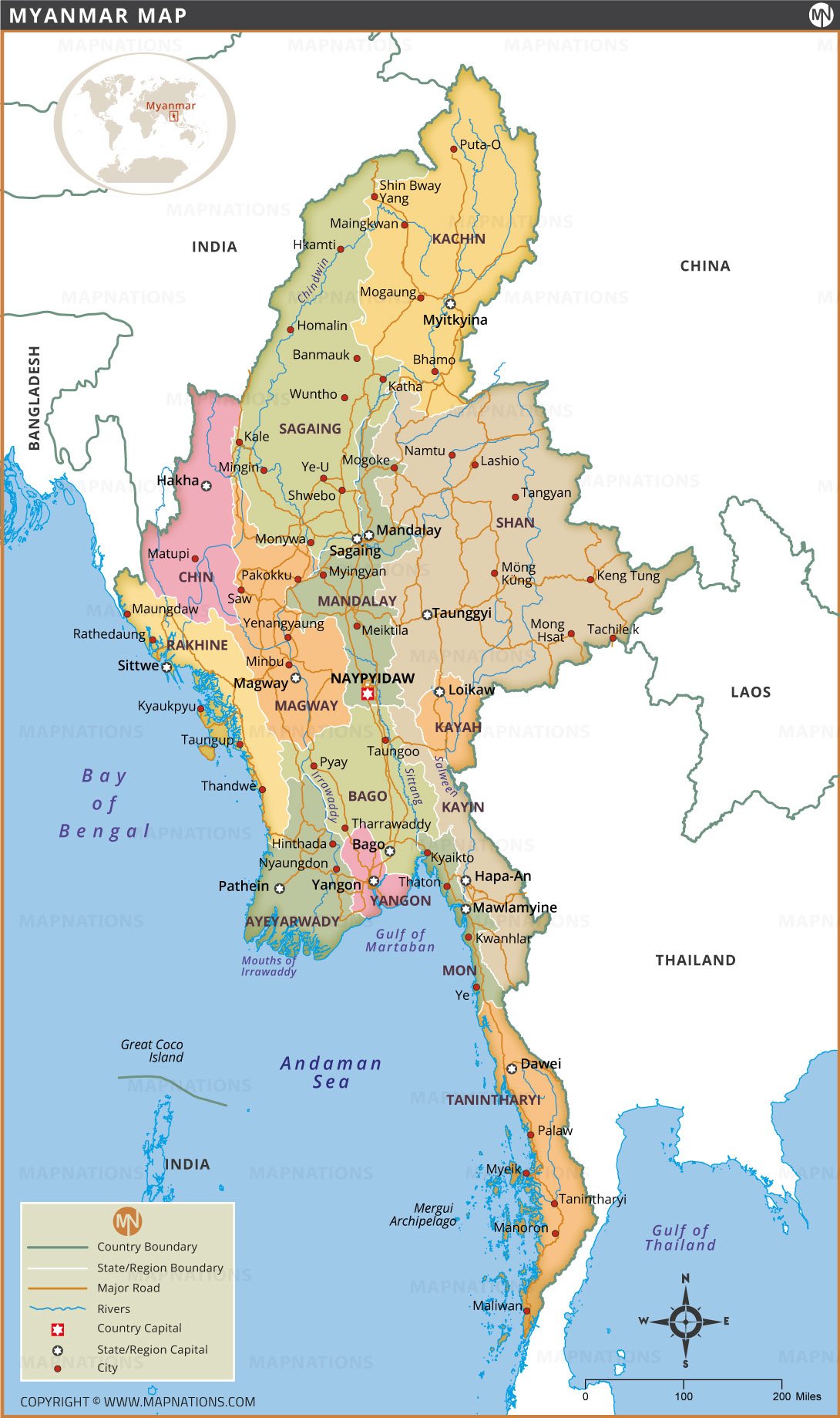 Map of Myanmar