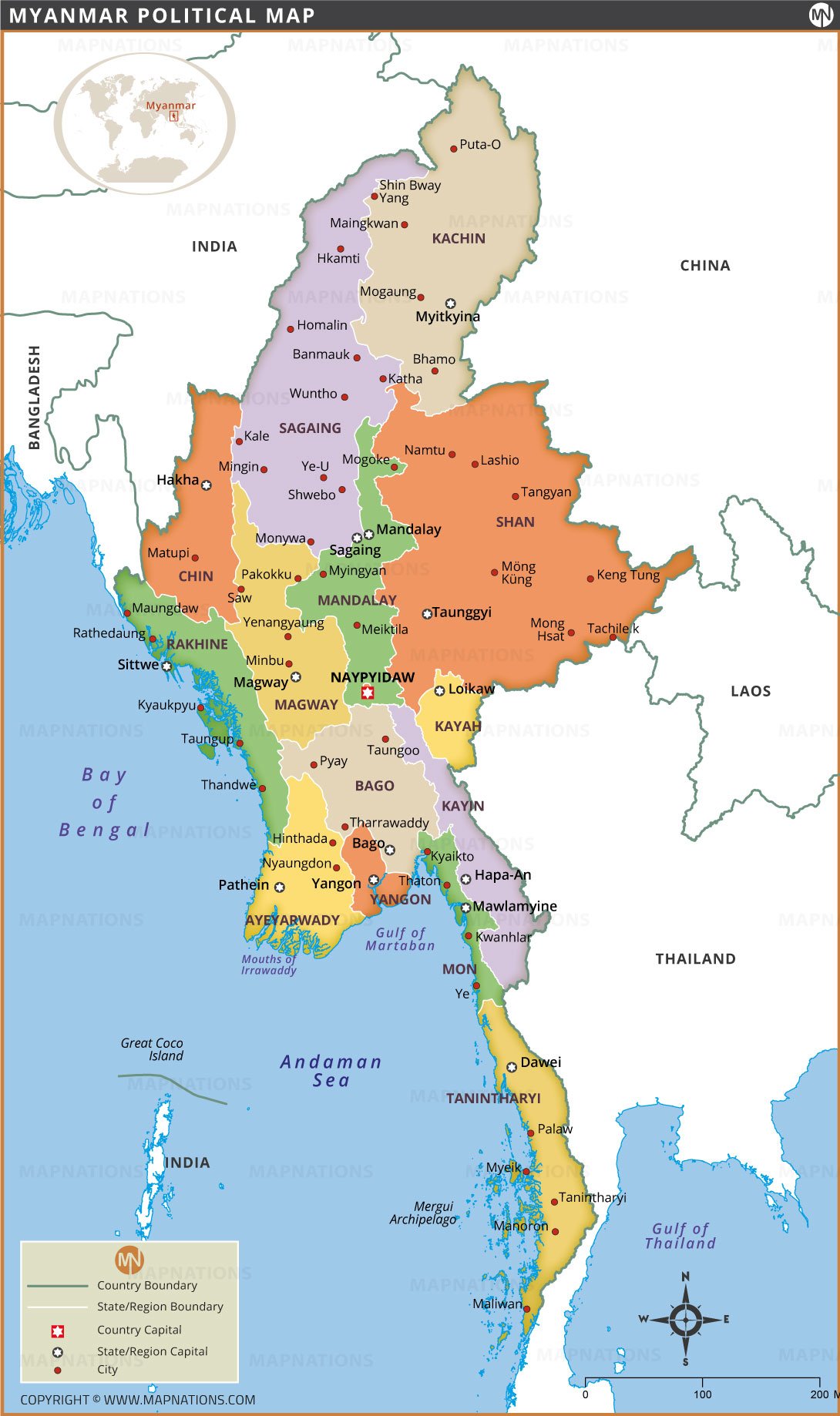 Political Map of Myanmar