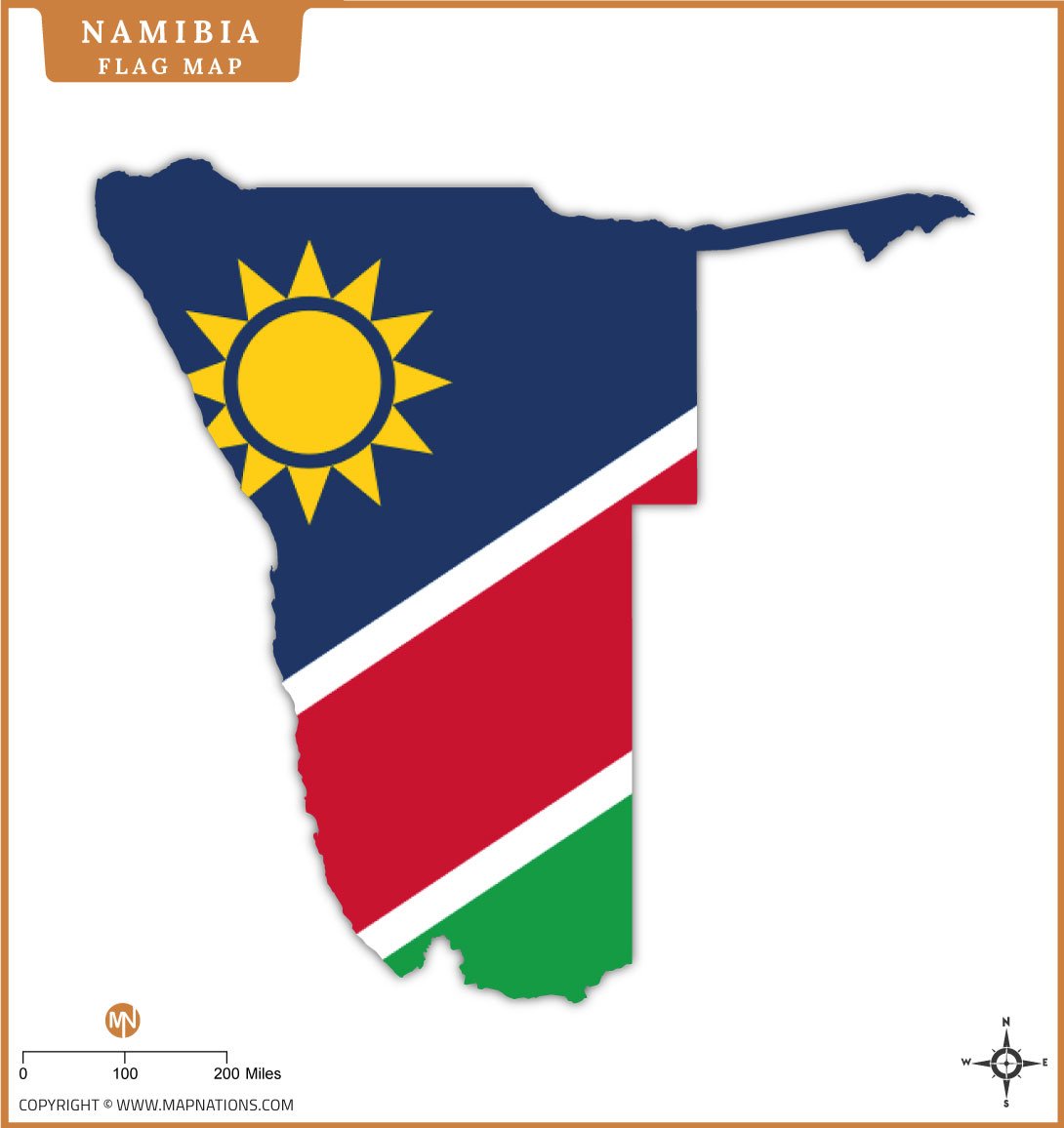 Flag Map of Namibia