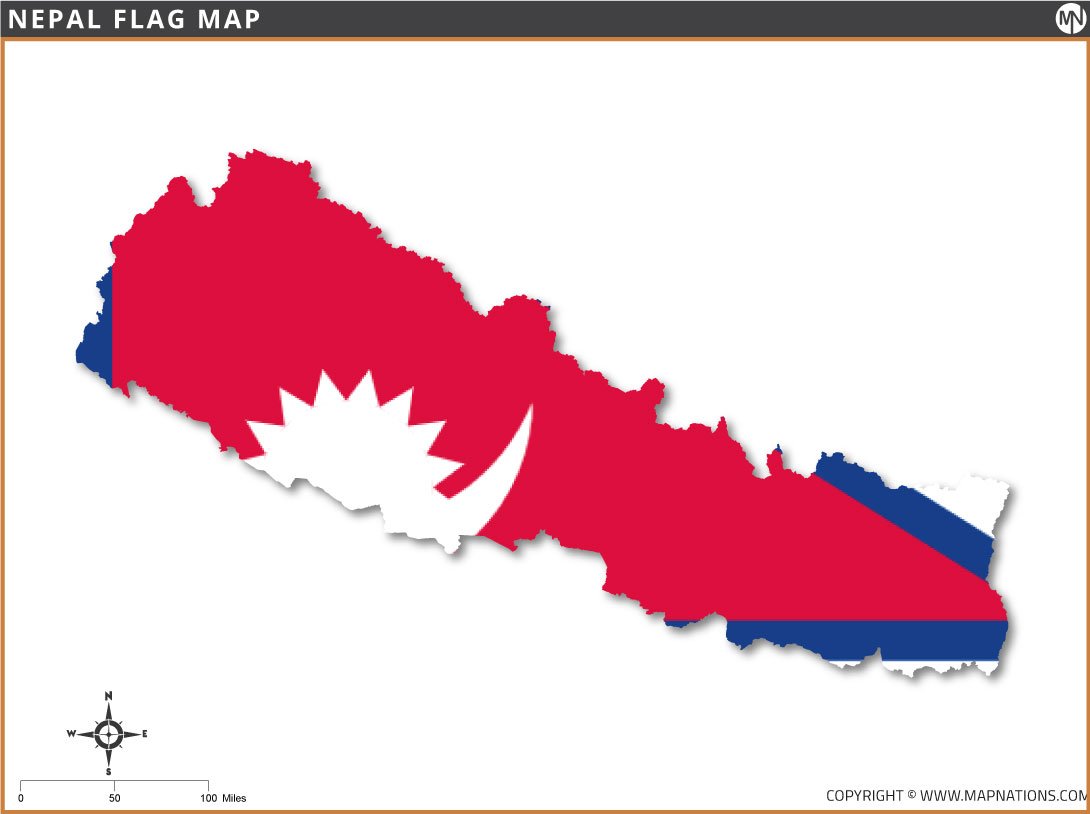 Nepal Flag Map Flag Map of Nepal