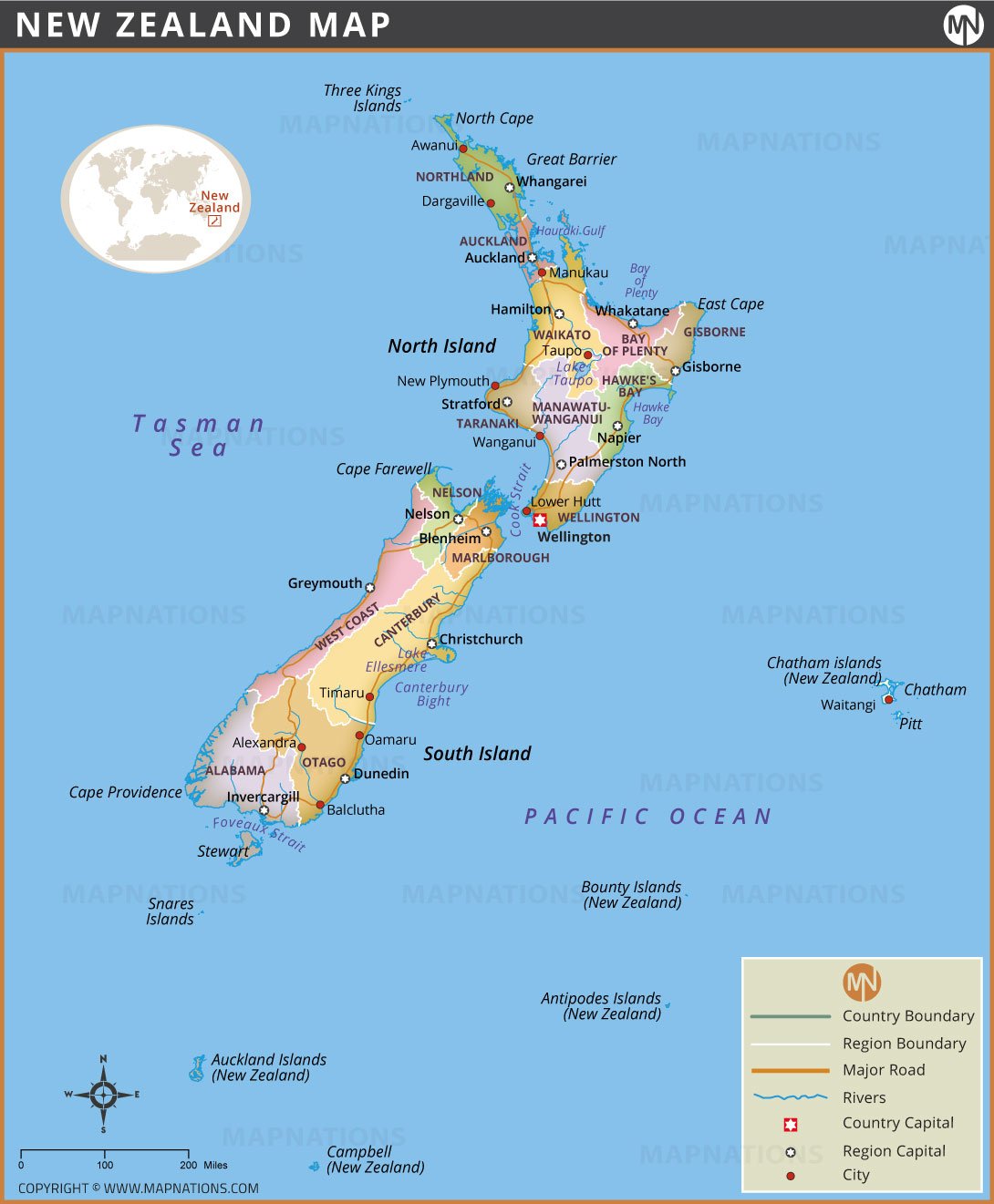 Map of New Zealand