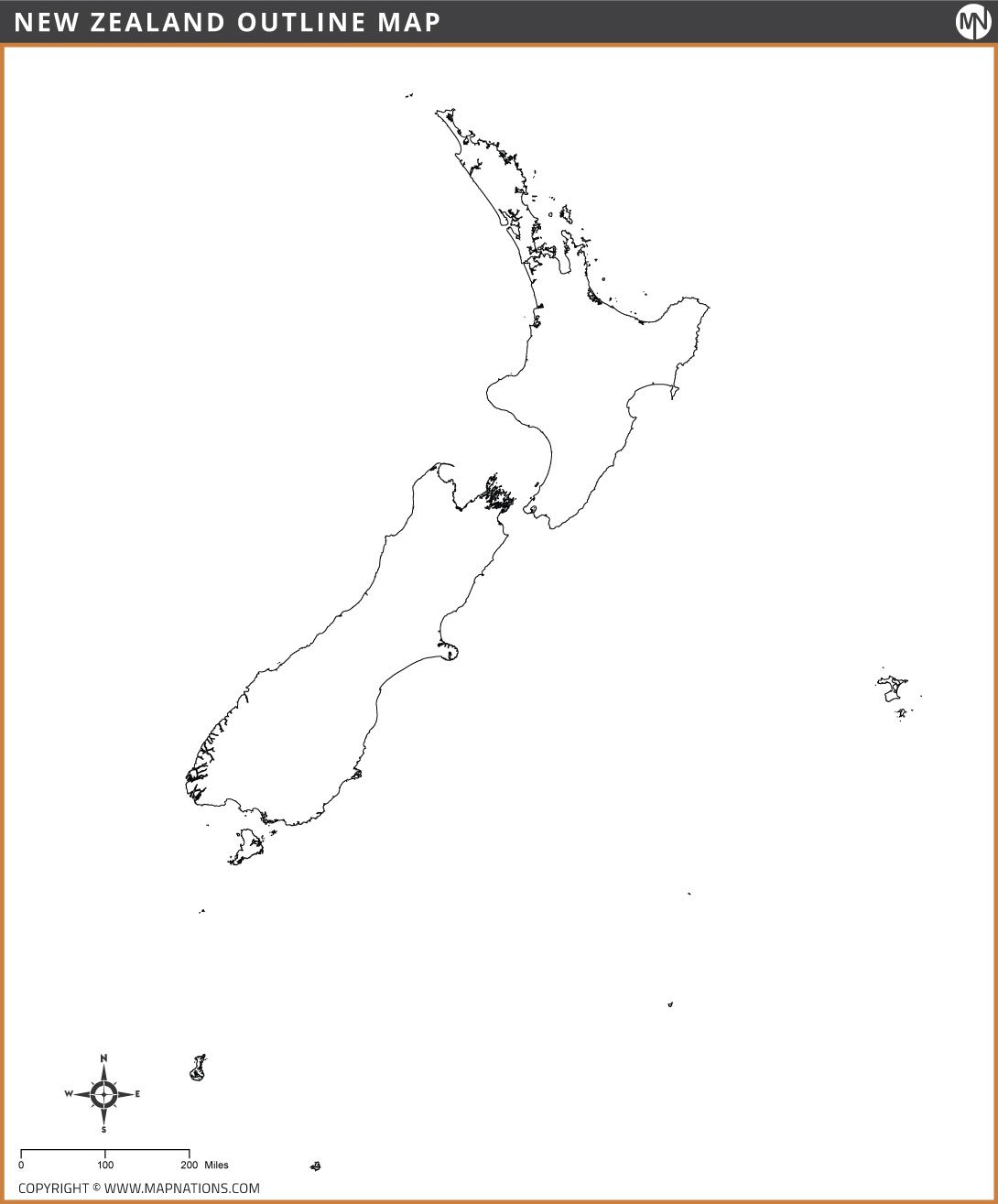 Outline Map of New Zealand