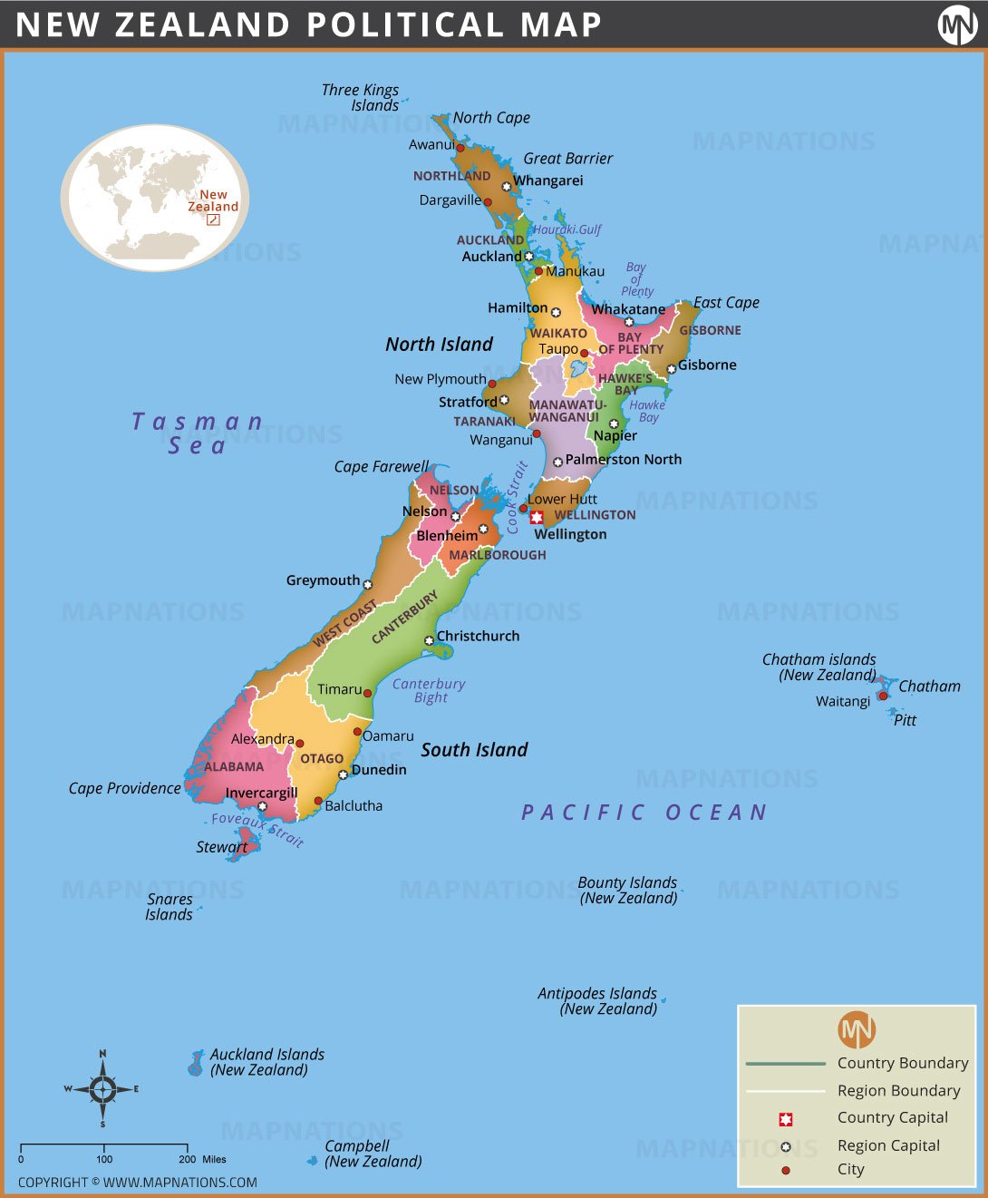 Map of New Zealand