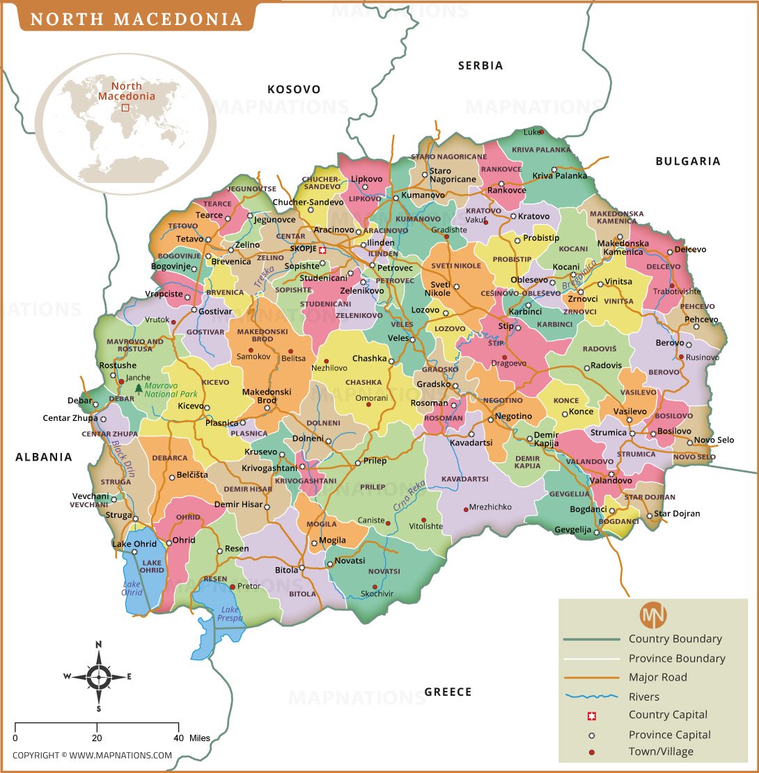 Map of Nort Macedonia