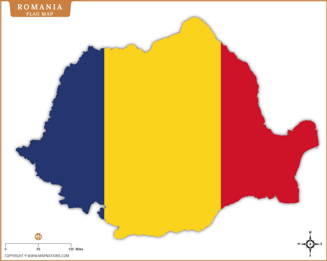 Flag Map of Romania