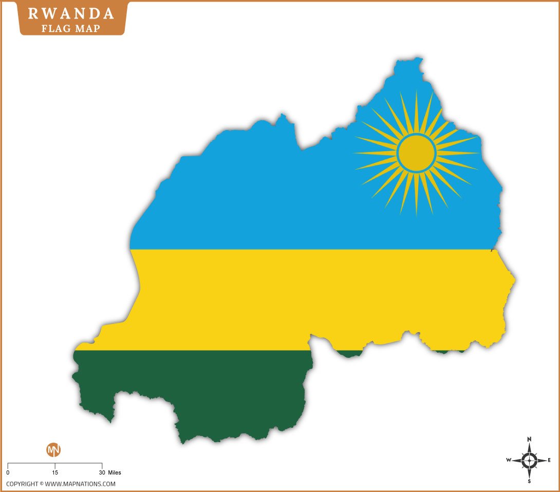 Flag Map of rwanda