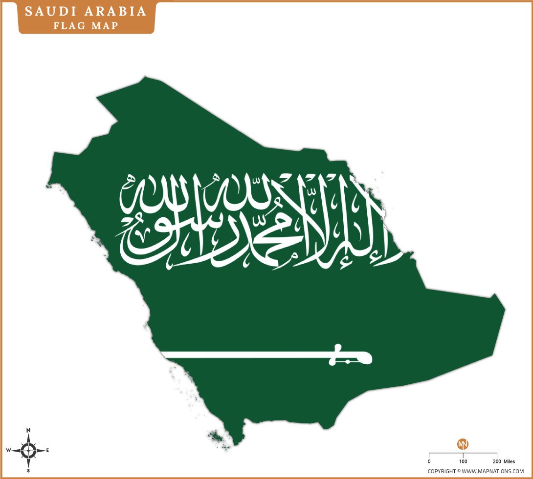 Flag Map of Saudi Arabia
