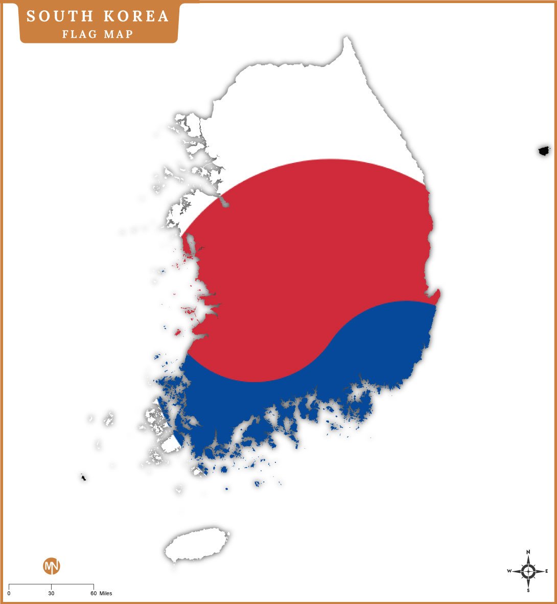 South Korea Outline Map National Flag Design And Geographic Borders South Korea Outline Map National Flag Design And Geographic Borders