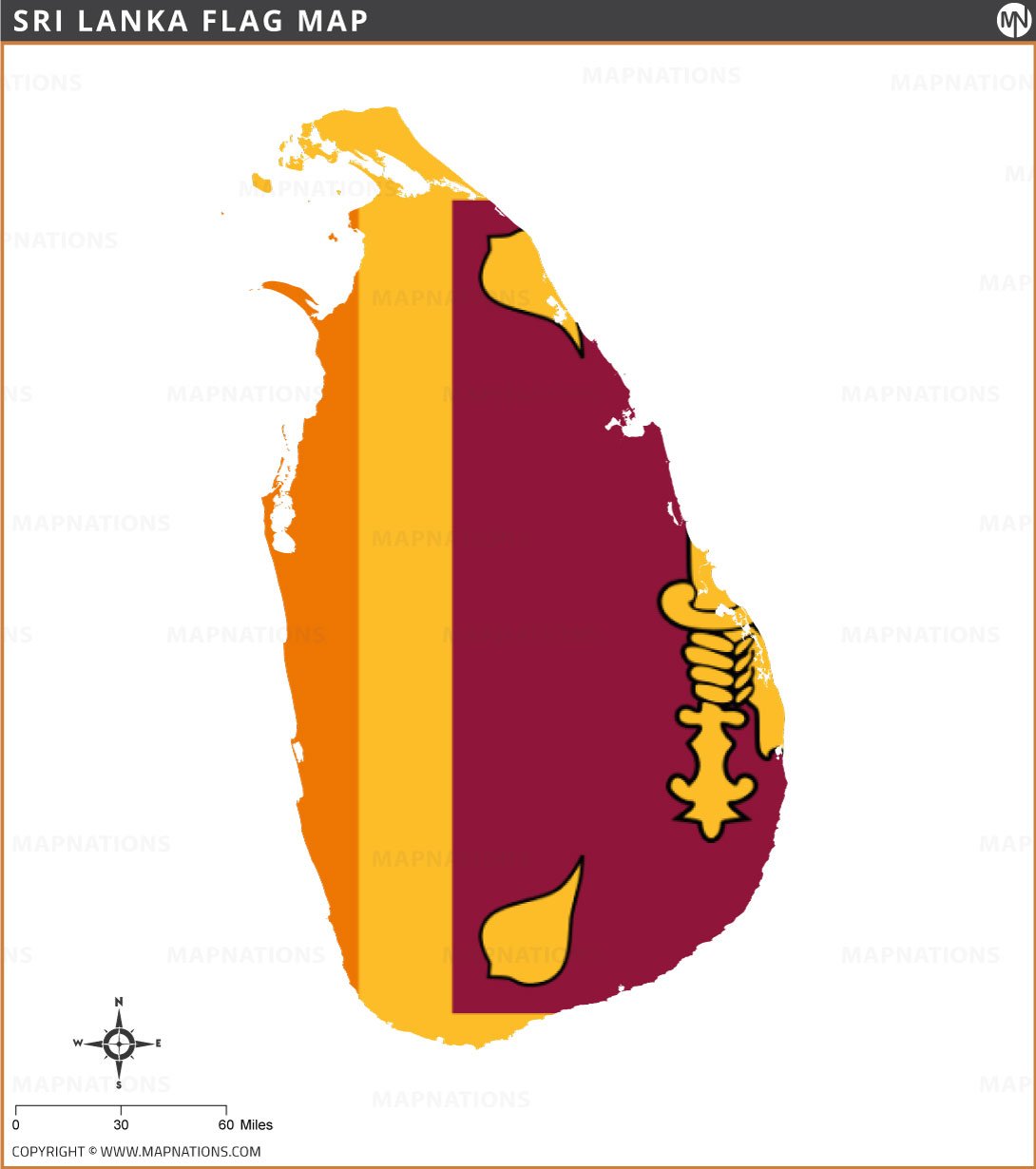 Flag Map of Sri Lanka