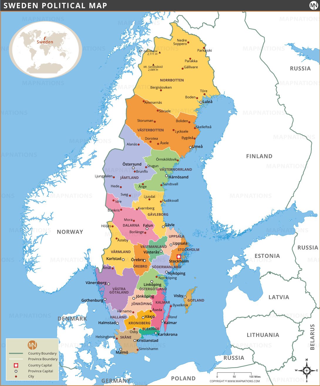 Political Map of Sweden