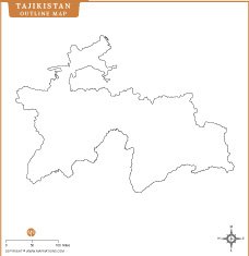 Tajikistan Outline Map