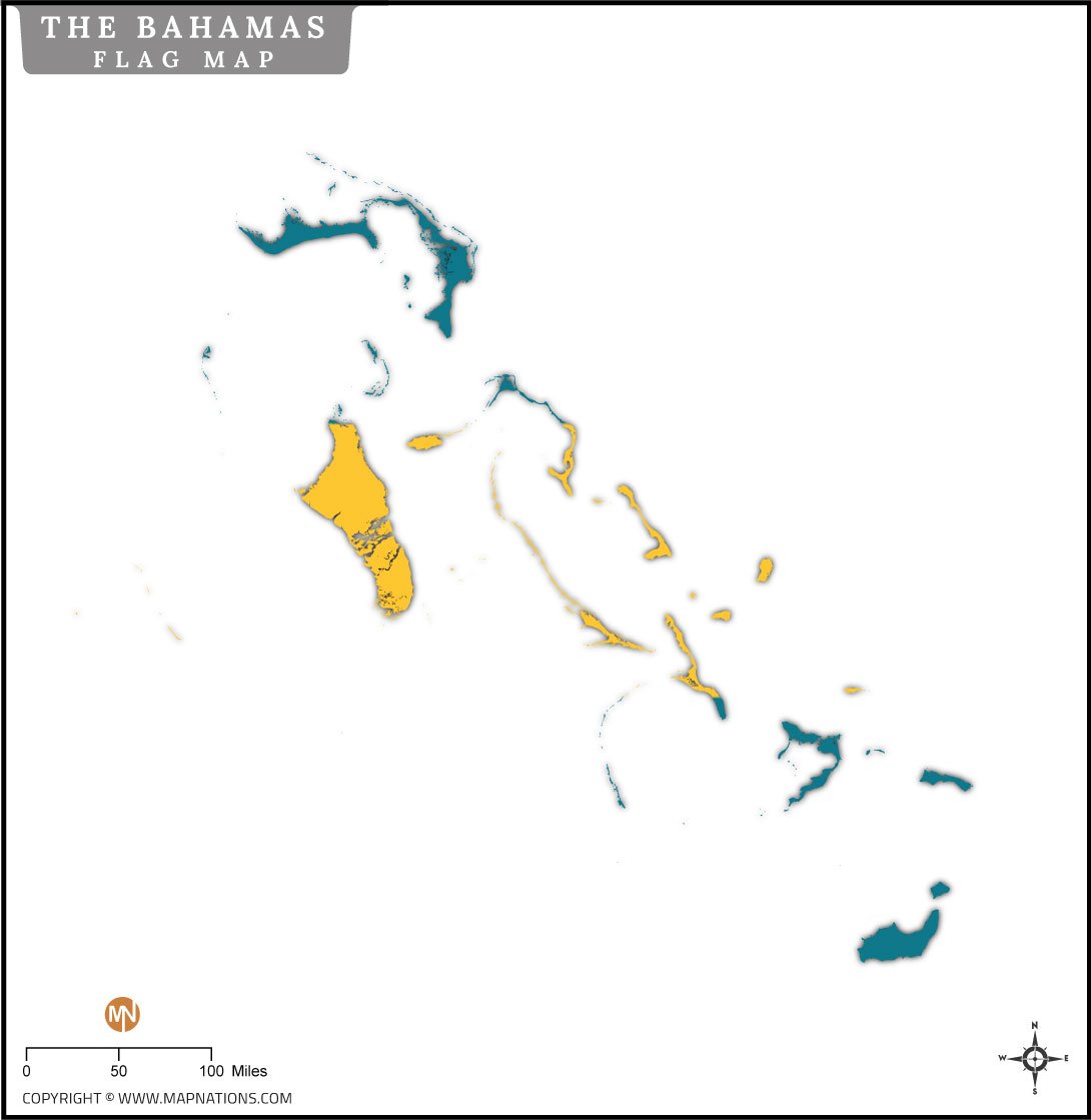 Flag Map of The Bahamas