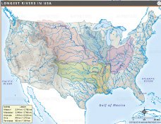 Longest Rivers in the USA Map