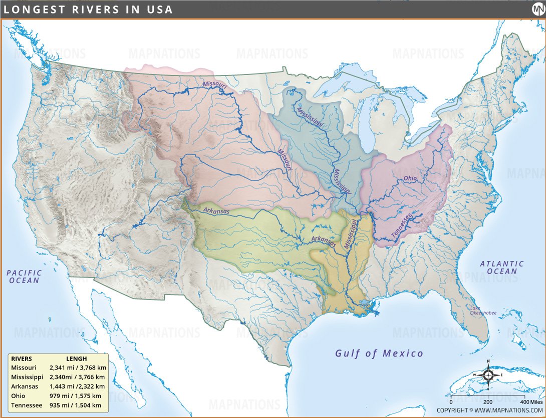 USA River Map longest-rivers-in-the-united-states