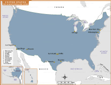 Top 10 Populated Cities in USA Map thumb