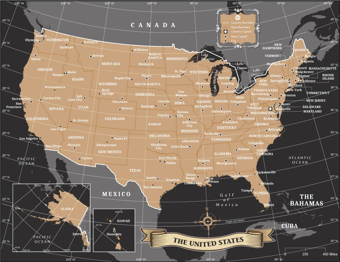 Vintage United States Map