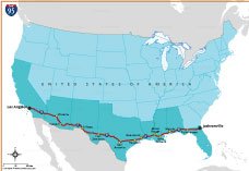 Interstate 10 Route Map thumb