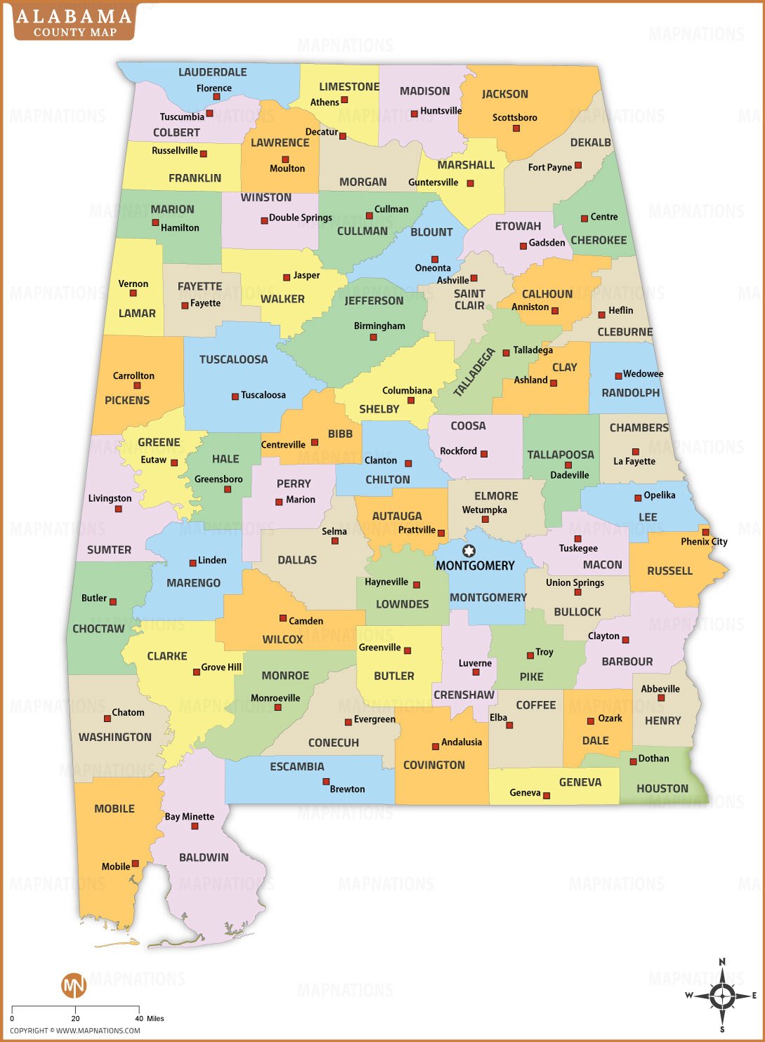 Alabama County Map thumb