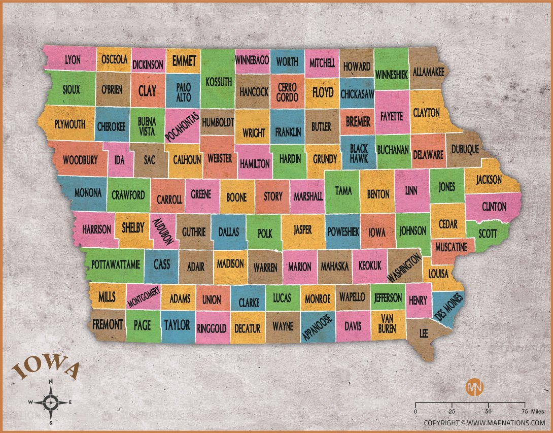 vintage-iowa-county-map