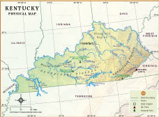 Kentucky State Physical Map thumb