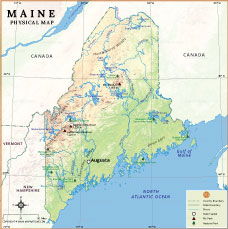 Maine Physical Map thumb