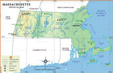 Massachusetts State Physical Map thumb