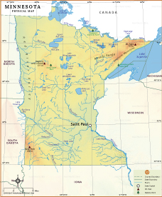 Minnesota State Physical Map thumb
