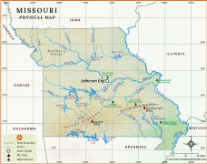 Missouri Physical Map thumb