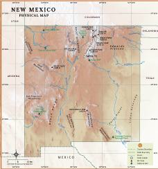 New Mexico State Physical Map thumb