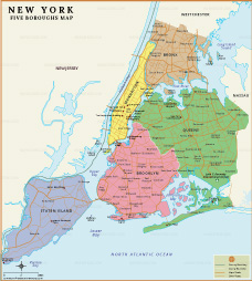 New York City Five Boroughs Map thumb