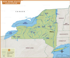New York State Lakes and Rivers Map thumb