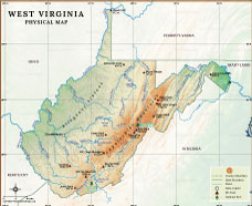 West Virginia Physical Map thumb