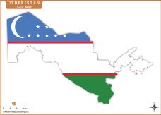 Uzbekistan Flag Map Thumb