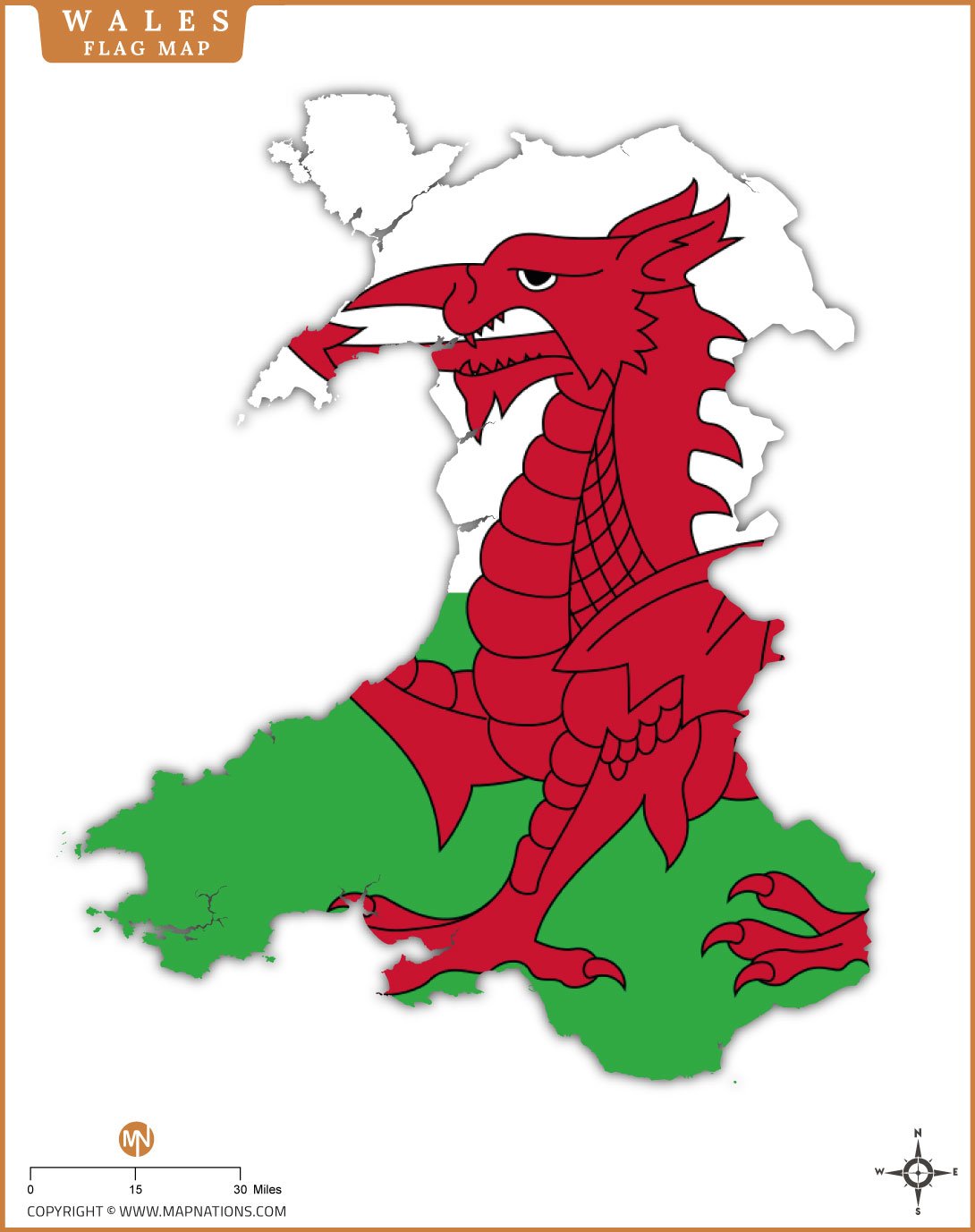 Flag Map of Wales