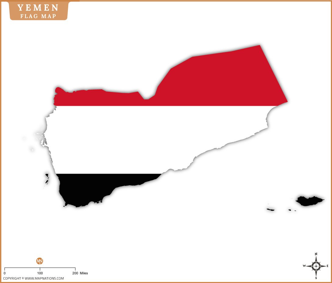 Flag Map of Yemen
