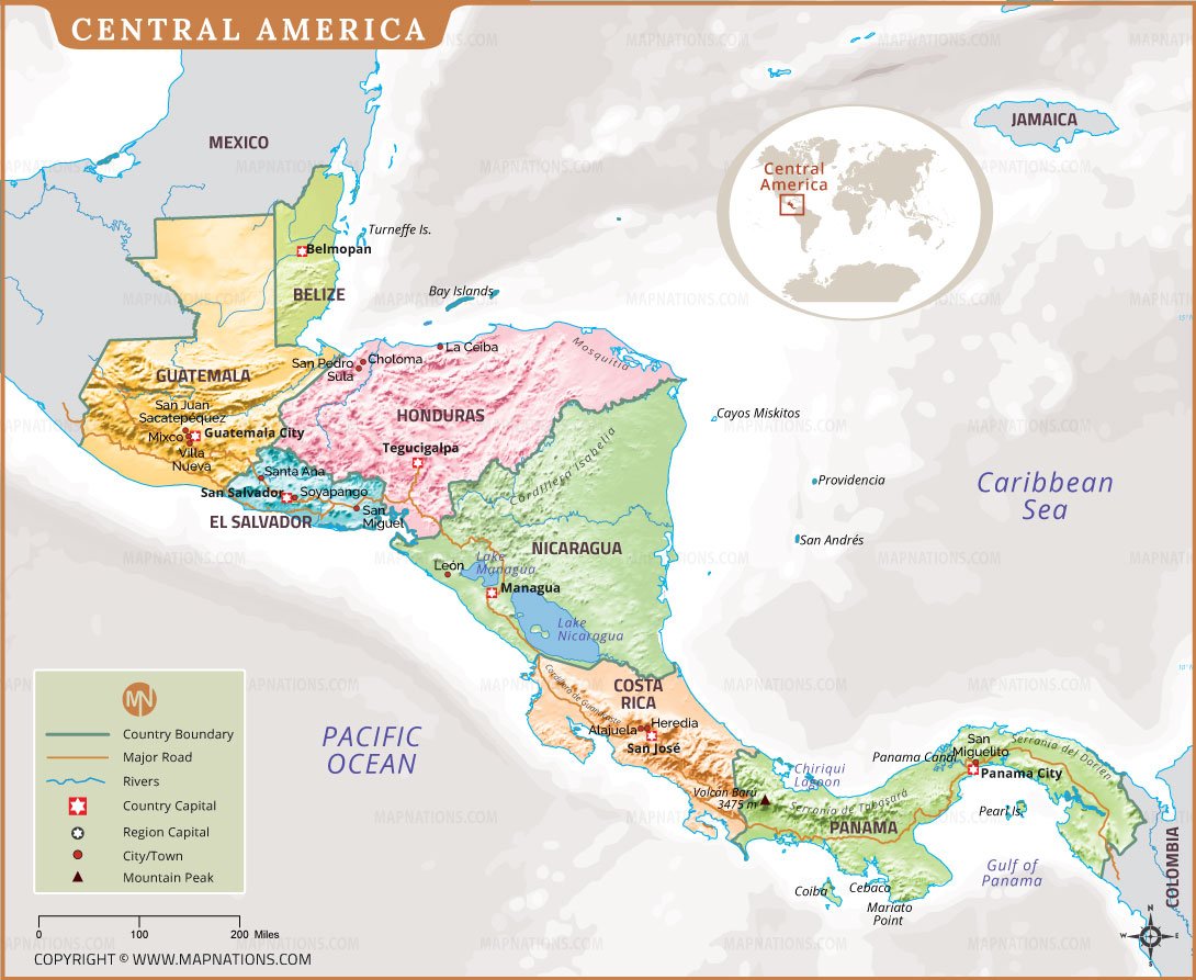 central-america-map-map