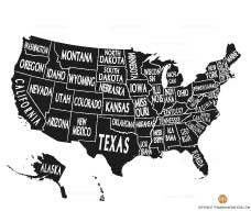 USA Black and White Map