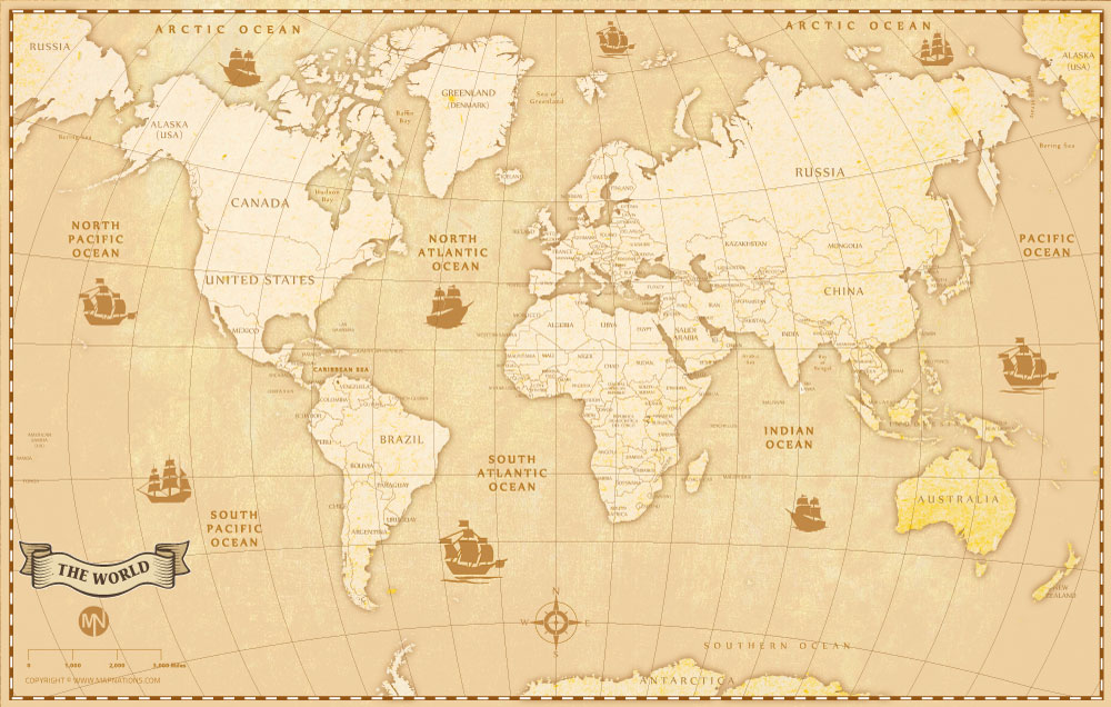 Vintage Style World Map