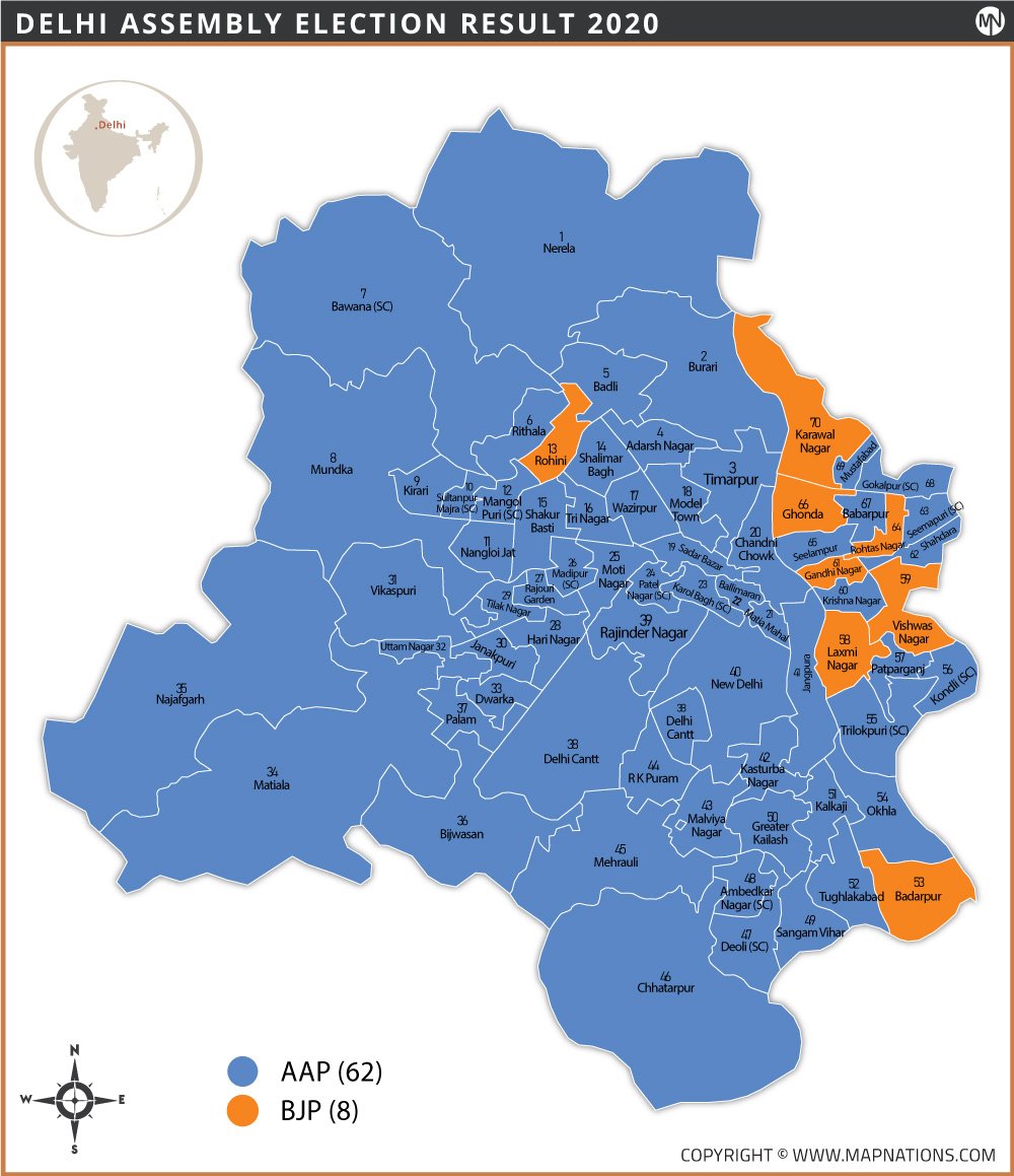Delhi Assembly Result Map