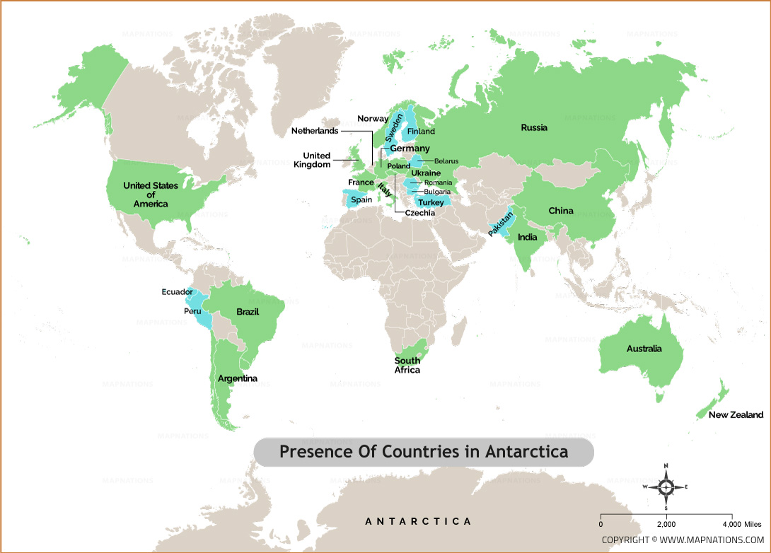 Presence of Countries in Antarctica World Map